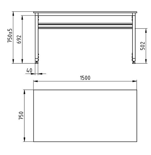 Stůl SKA2N-0.75x1.5