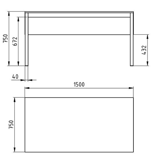 Stůl SKA4NČD-0.75x1.5